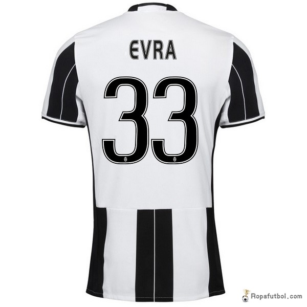 Camiseta Juventus Replica Primera Ropa Evra 2016/17 Negro Blanco